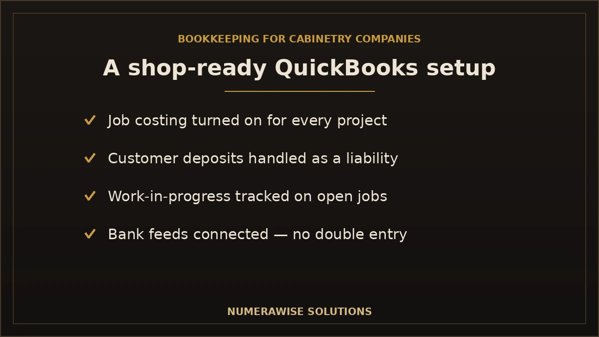 A shop-ready QuickBooks setup for cabinetry