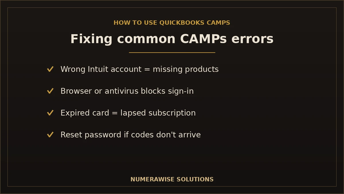 Fixing common QuickBooks CAMPs errors