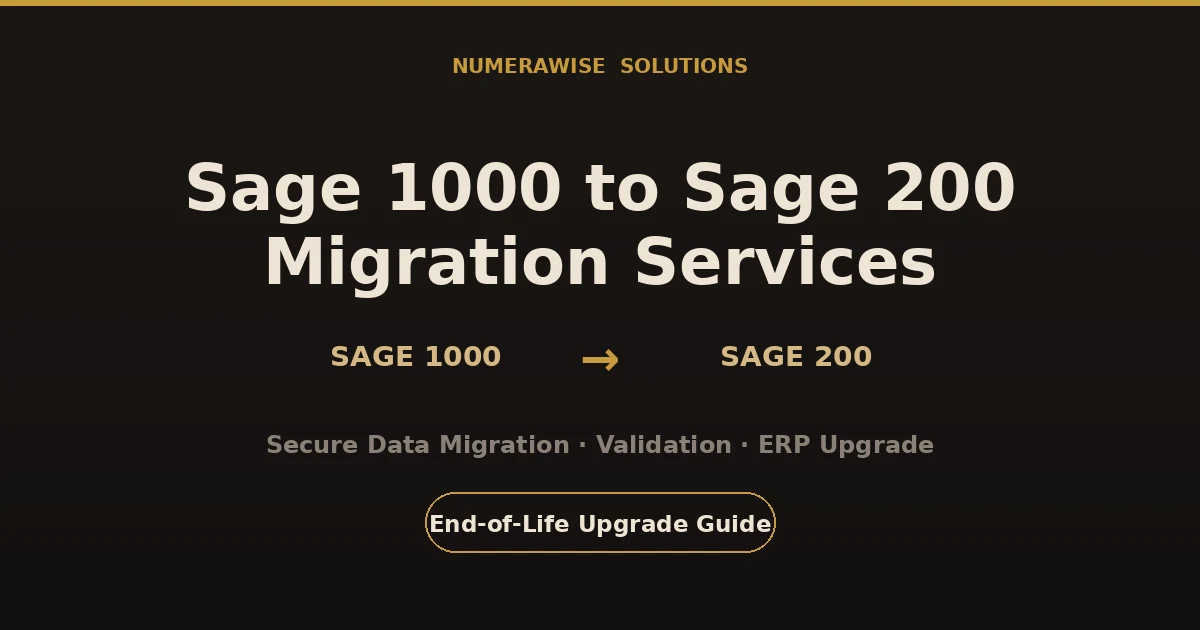 Sage 1000 to Sage 200 migration services, showing the upgrade from an end-of-life ERP to the current Sage 200 platform.