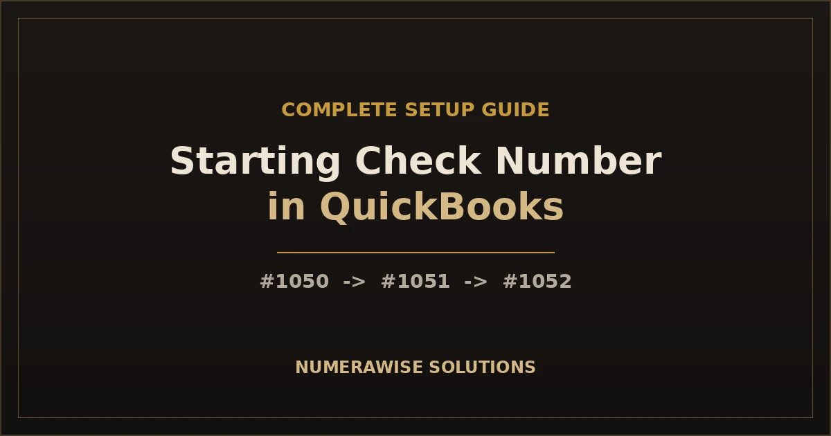 Starting check number in QuickBooks