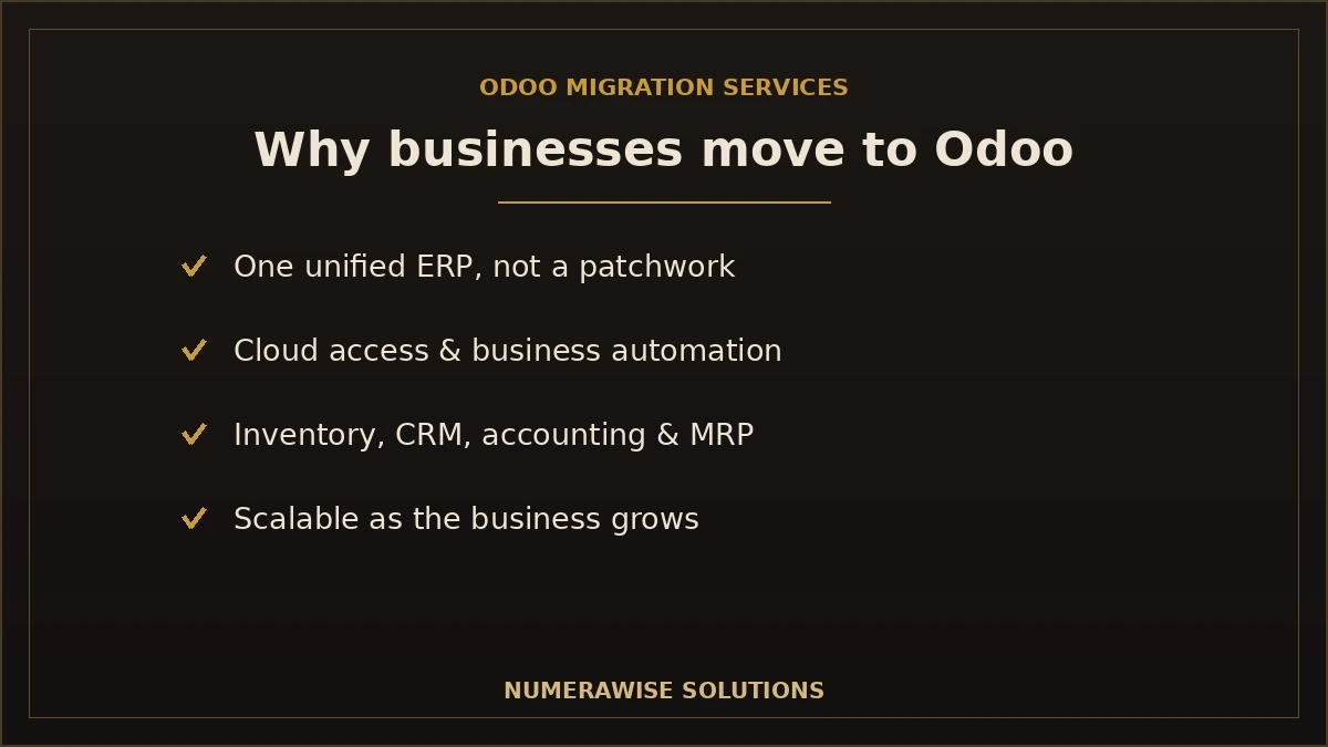 Why businesses migrate to Odoo