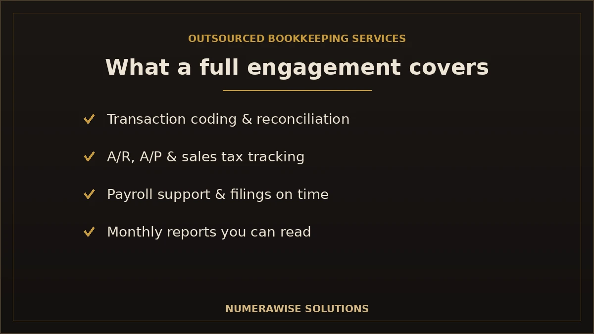 What outsourced bookkeeping services cover