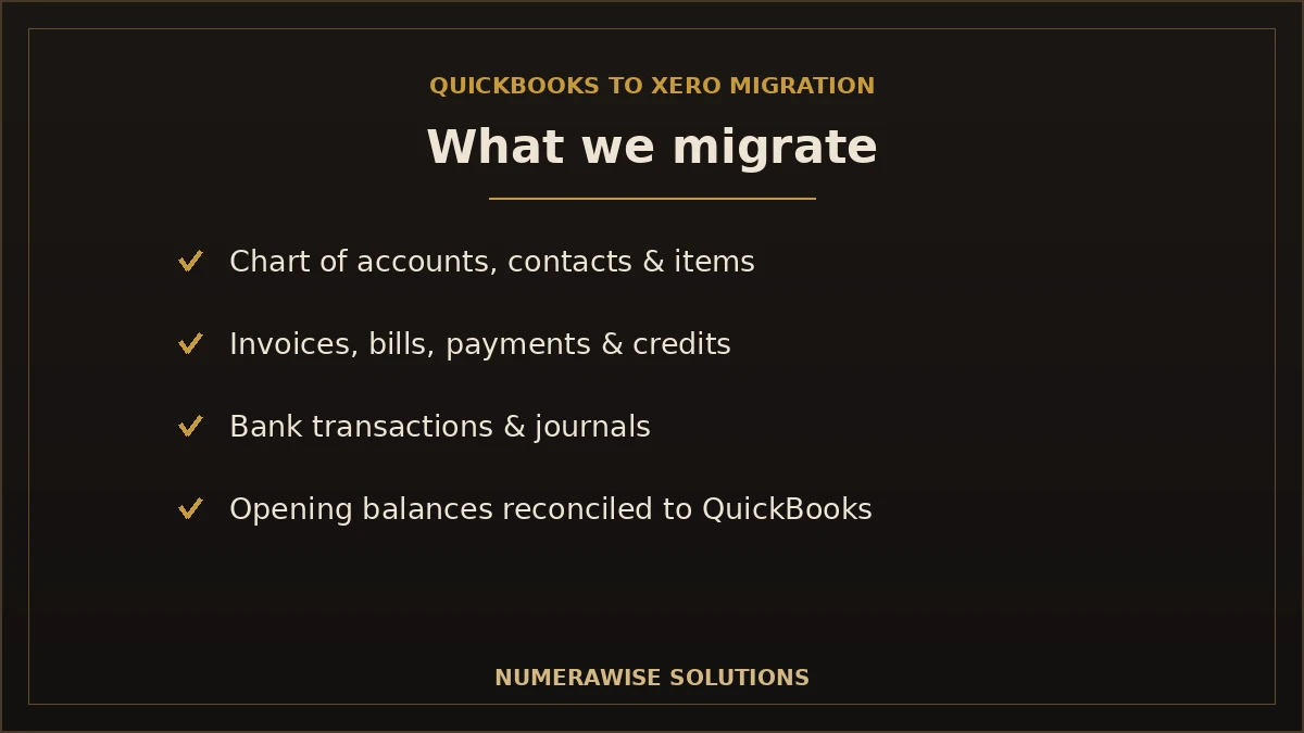 What we migrate from QuickBooks to Xero