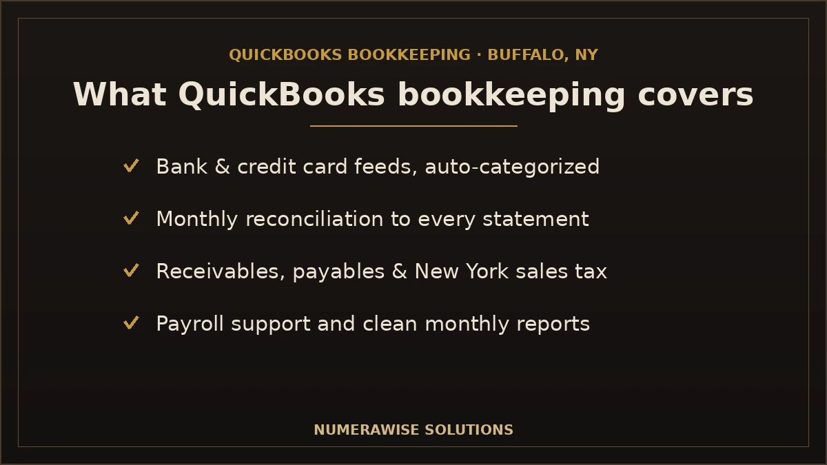 What QuickBooks bookkeeping covers for Buffalo businesses