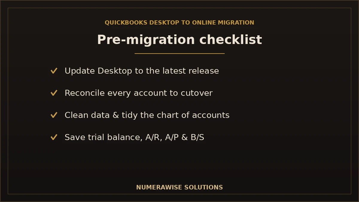 QuickBooks Desktop pre-migration checklist