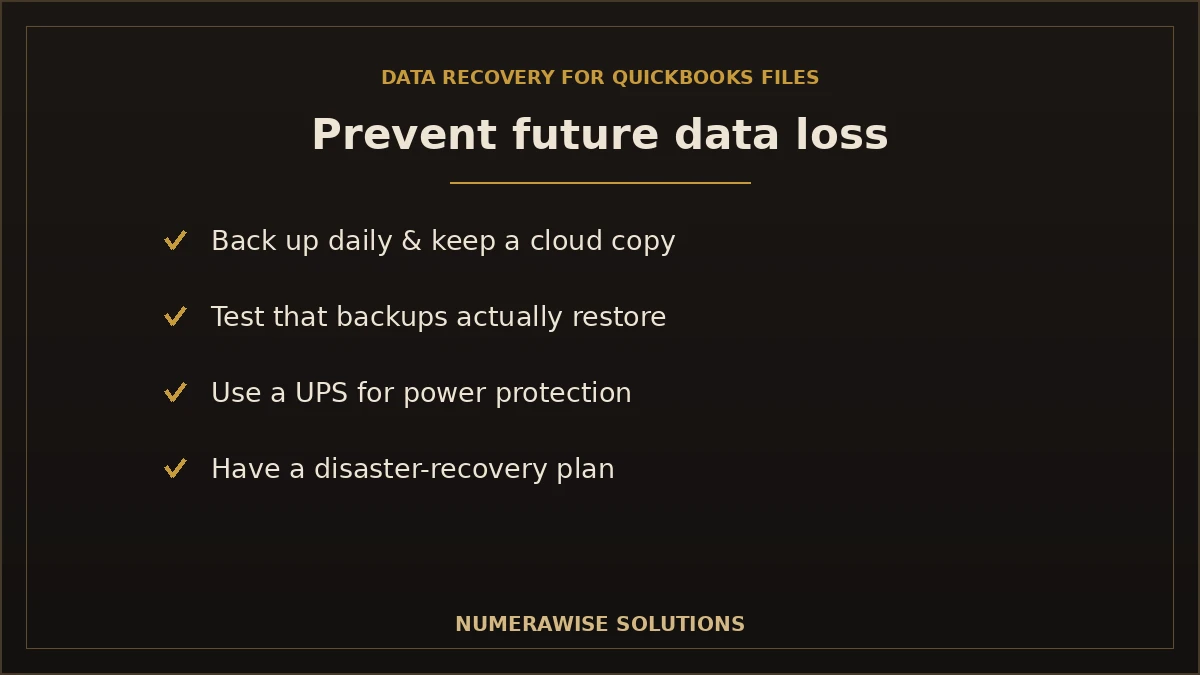 How to prevent future QuickBooks data loss