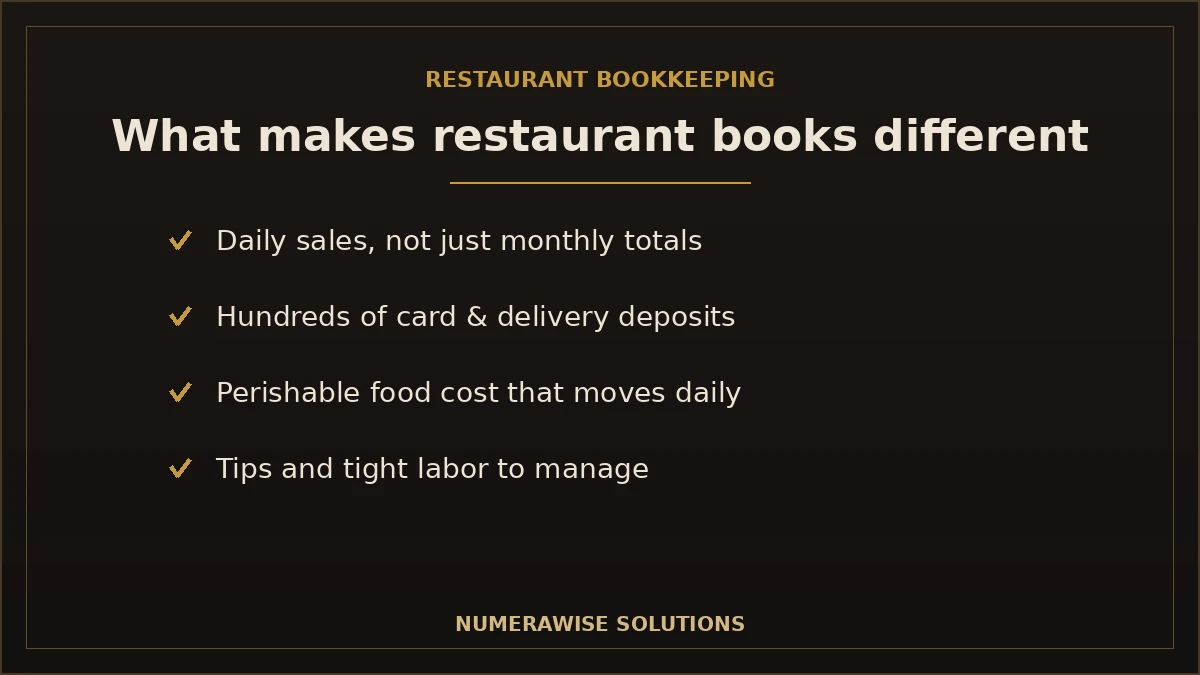 What makes restaurant bookkeeping different