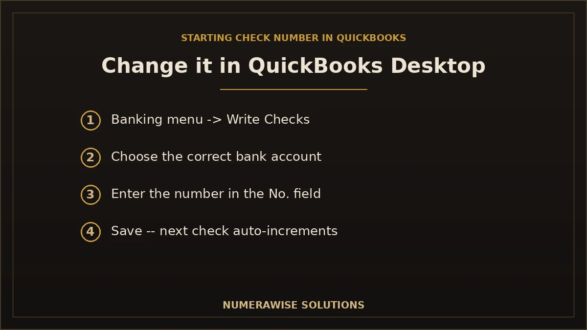 Change the starting check number in QuickBooks Desktop