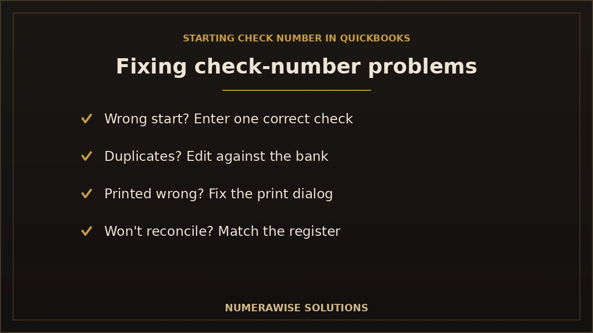 Fixing QuickBooks check-number problems