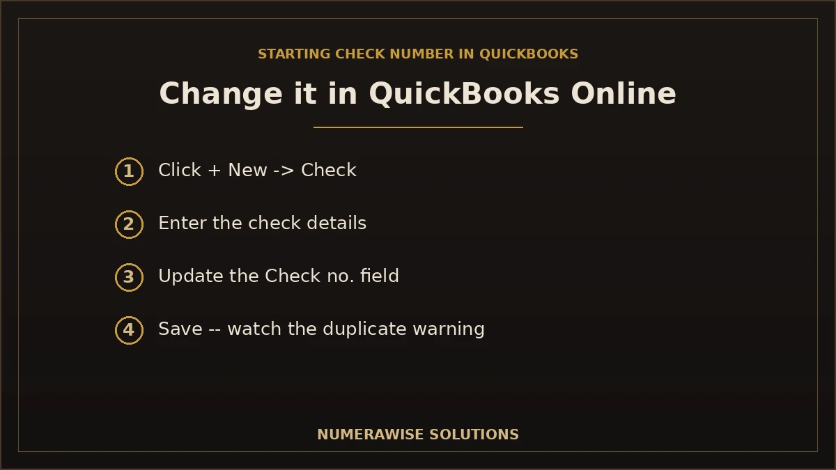 Change the check number in QuickBooks Online